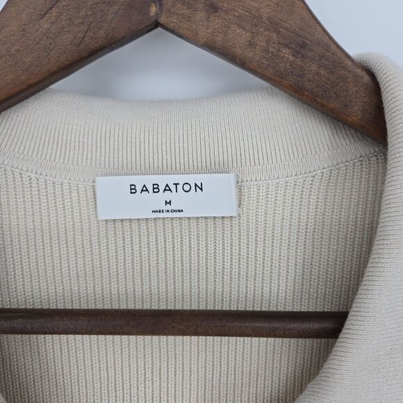 Babaton Ribbed Bodycon Midi Dress Medium Minimalist Preppy Classic - Picture 3 of 7